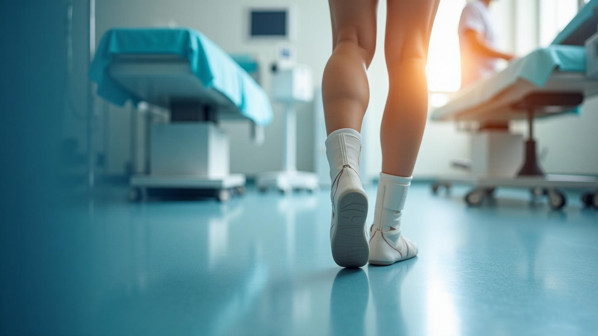 Medical professional assisting with Achilles tendon recovery